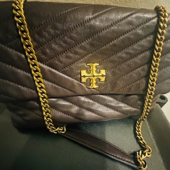 Tory Burch Kira Chevron Small Glazed Leather Convertible Shoulder Bag - Picture 3 of 3